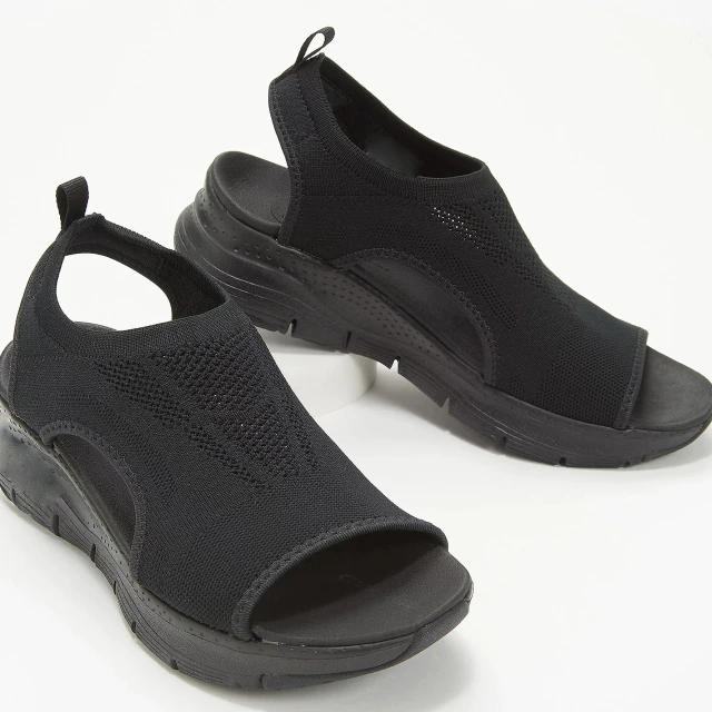 Women's Orthopedic Mesh Sandals with Arch Support – Breathable Slip-On Platform Wedge for Plantar Fasciitis Relief & All-Day Comfort | Thomler