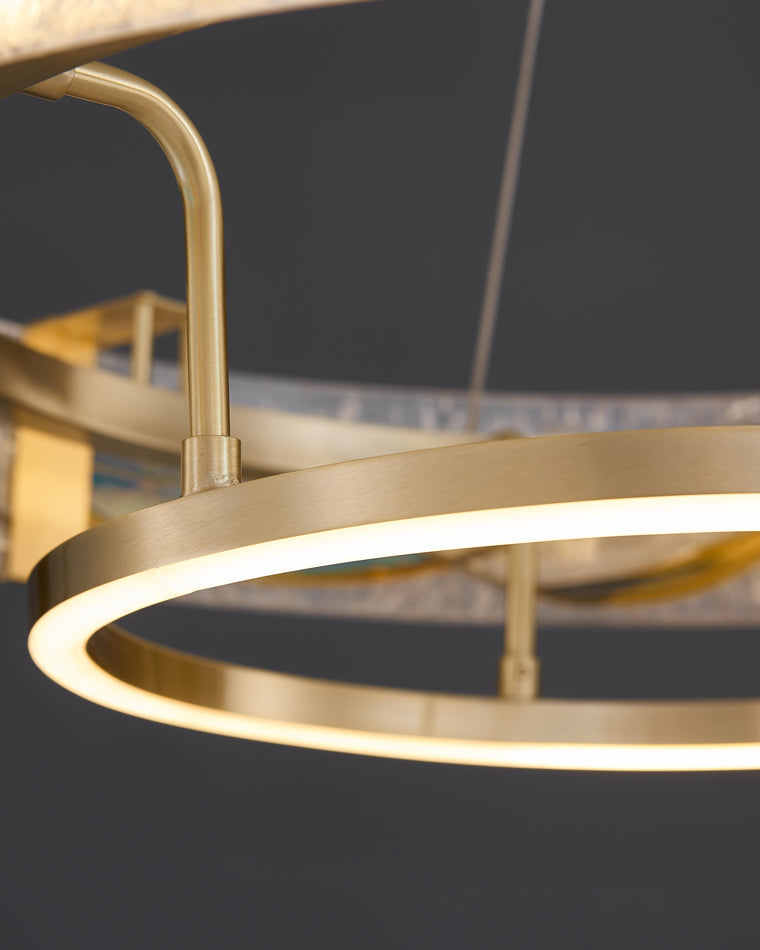 Chandelier Glass Brass 17.7 in Adjustable LED Dining Room Living Room Lighting Fixture | Thomler