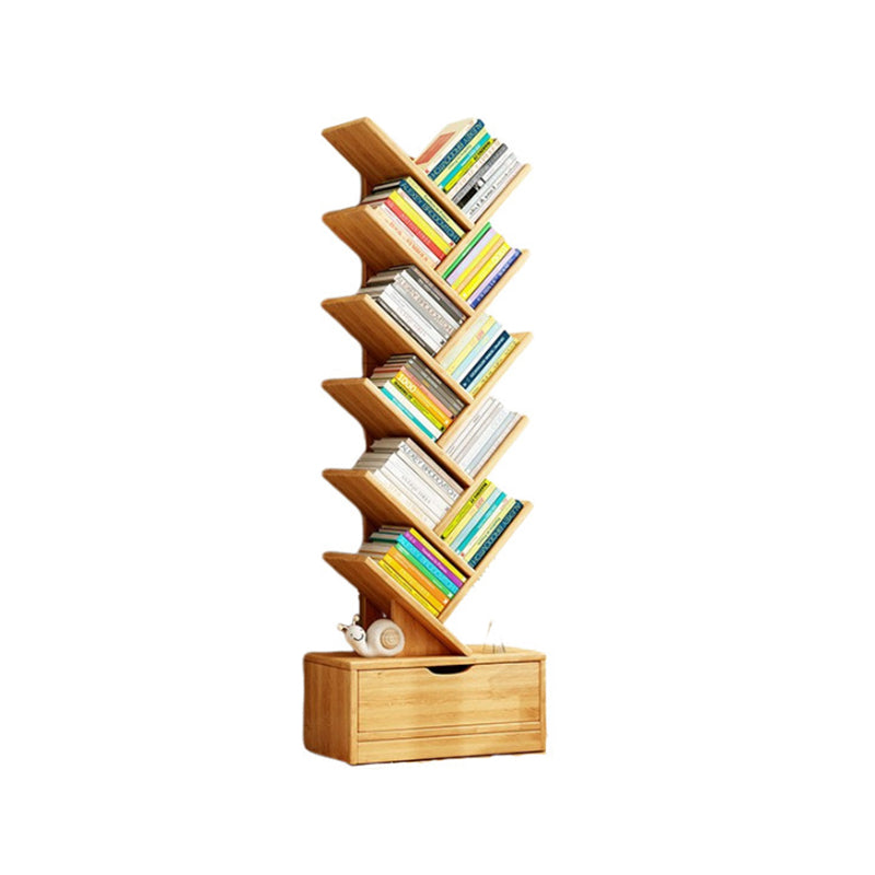 Bookshelf Solid Wood 39.4 in Small Walnut Color Home Office Storage Organizer Shelving Unit | Thomler