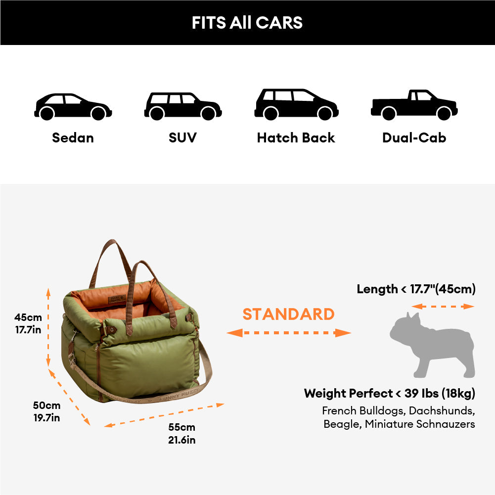 Pet Car Booster Seat Elevated Travel Bed for Small Dogs Cats Padded Safety Cushion with Leash Attachment Waterproof Faux Leather for | Thomler