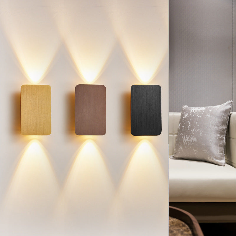Rectangular Metal Wall Sconce with Warm LED Light for Bedroom & Living Room | Modern Hardwired Fixture in Gold, Black, White, Gray & Brown | Thomler