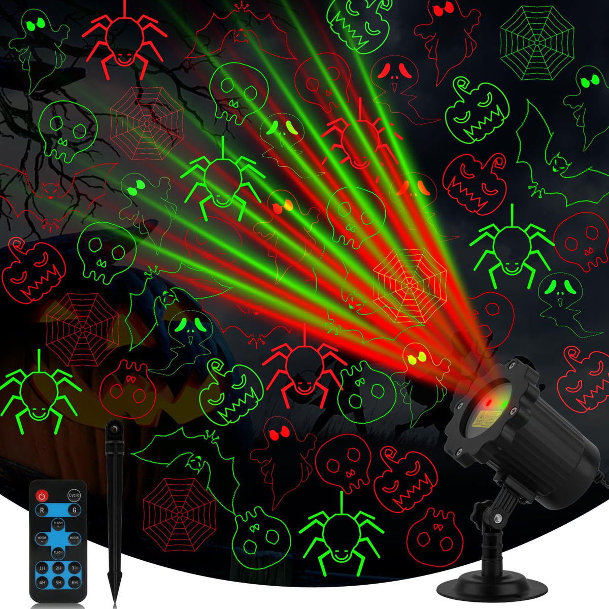 Outdoor Motion Laser Light with Remote and Auto Shutoff for Seasonal Yard Display | Thomler