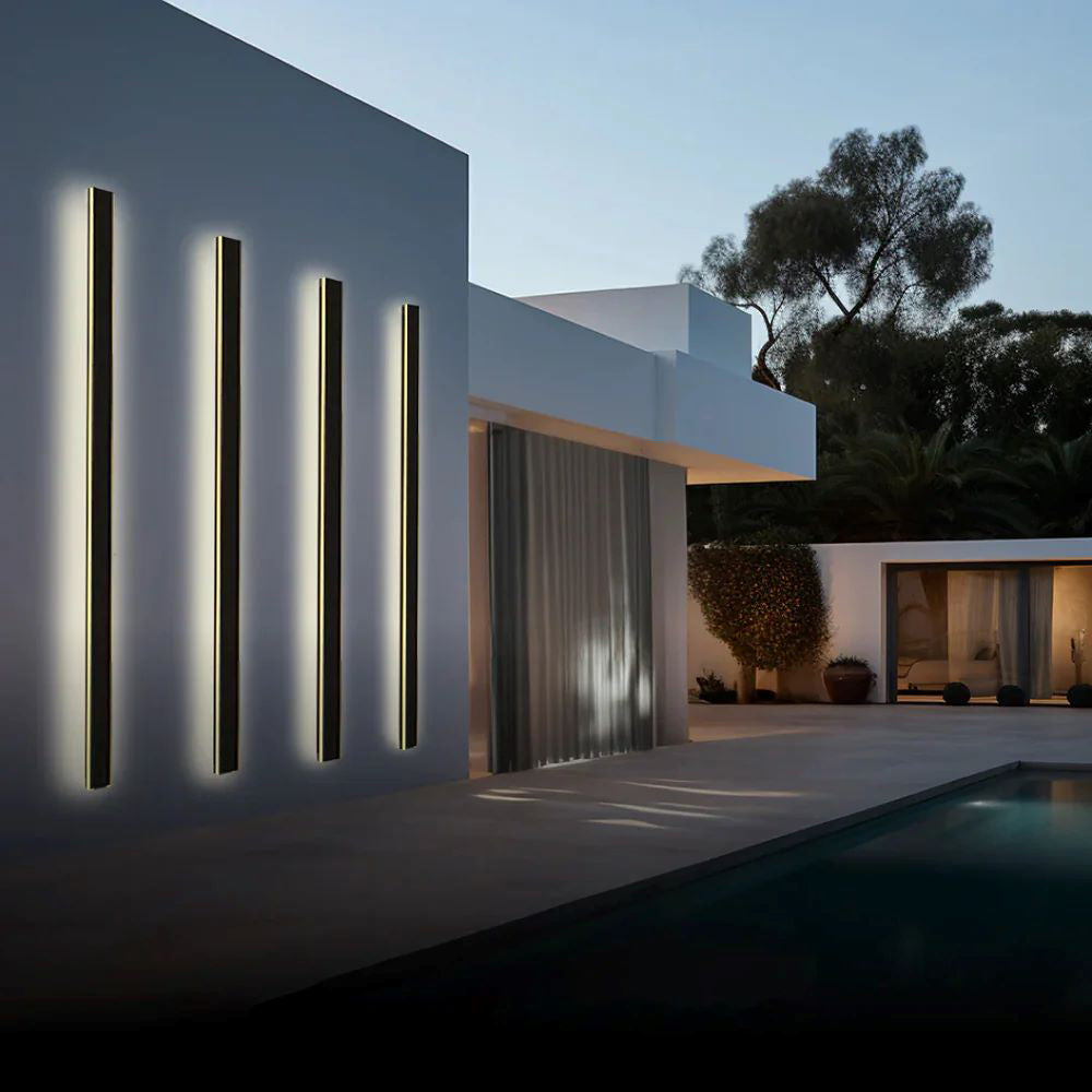 Weatherproof LED Strip Sconce for Patios, Entryways & Porches — IP65 Rated Acrylic Outdoor Fixture in Black | Thomler