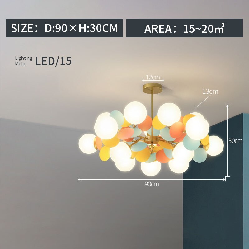 Modern Glass Acrylic Flower Branch LED Chandelier with Color Changing Light for Dining Room & Living Space | Thomler