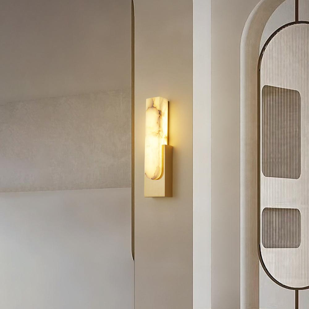 Wall Lamp Alabaster 19.7 in Gold LED Bedroom Hallway Modern Sconce Lighting Fixture | Thomler