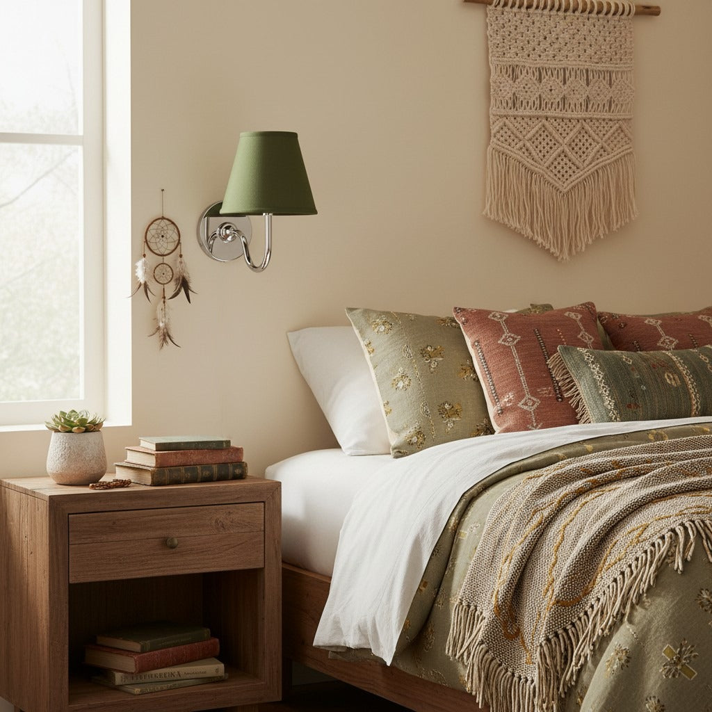 Brass Sconce with Fabric Drum Shade – 1 or 2 Light Hardwired Fixture for Bedroom, Hallway & Living Room | Thomler