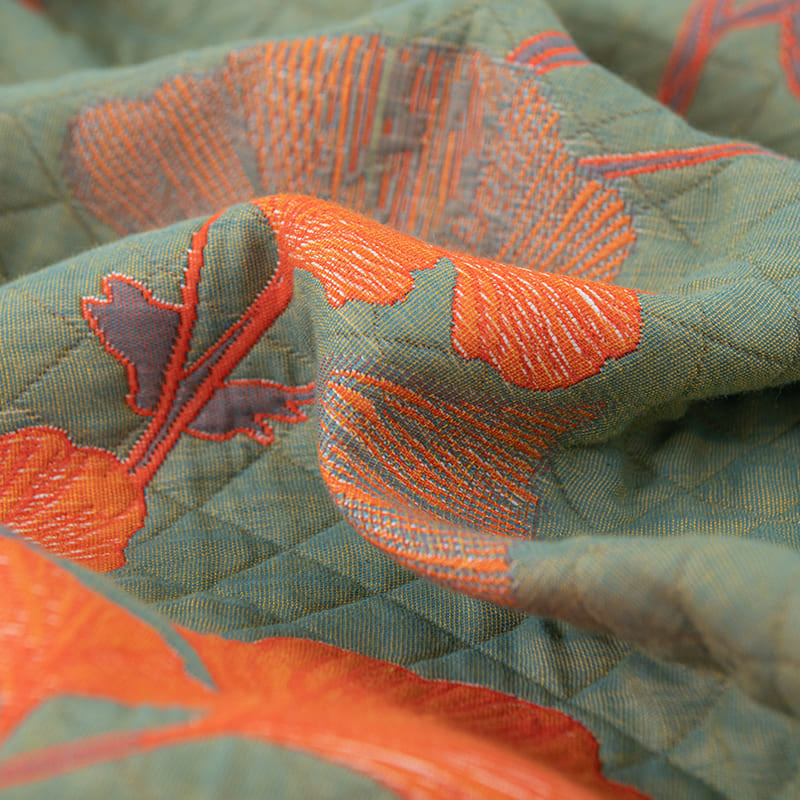 Reversible Cotton Quilt Ginkgo Leaf Design All-Season Bedspread Lightweight Throw Blanket for Bedroom Sofa Couch Travel Comfort | Thomler