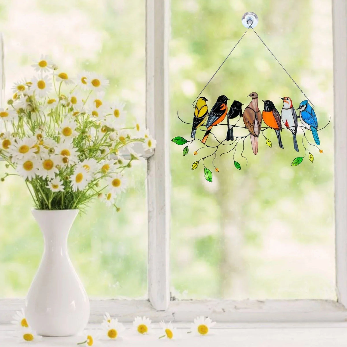 Metal Bird Window Catcher with Rainbow Glass Accents – Hanging Art Décor for Windows, Walls & Shelves | Thomler