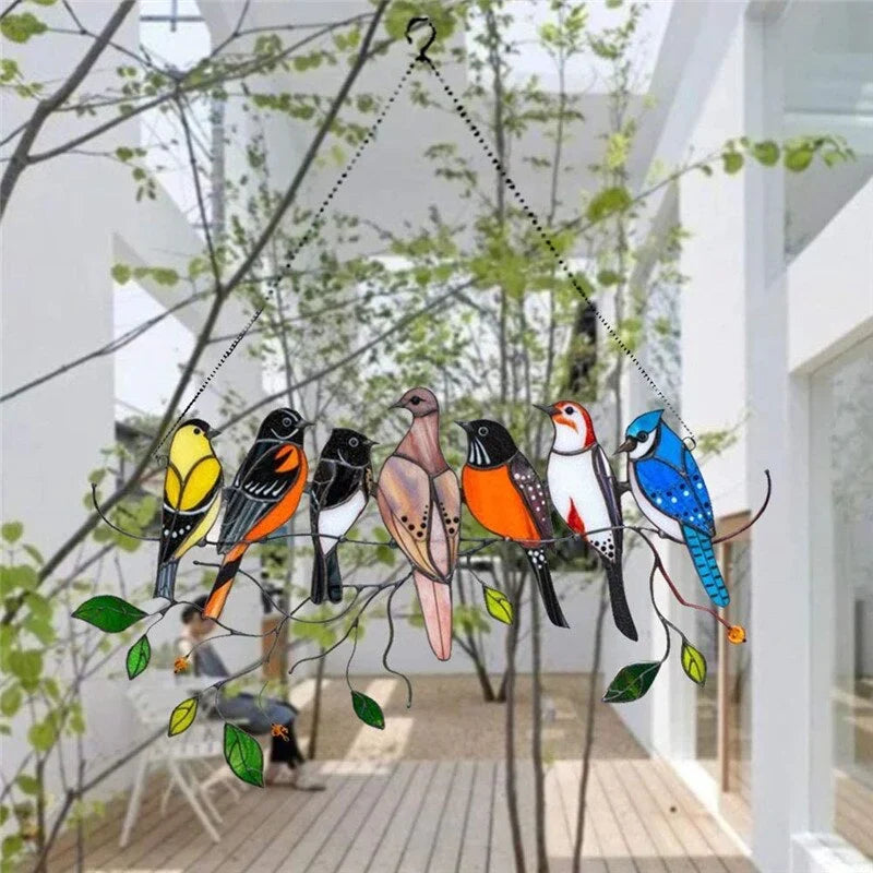 Metal Bird Window Catcher with Rainbow Glass Accents – Hanging Art Décor for Windows, Walls & Shelves | Thomler