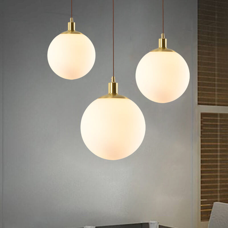 Pendant Light Glass 9.8 in Adjustable White Gold Hallway Living Room Bedroom Lighting Fixture Modern Hanging Lamp | Thomler