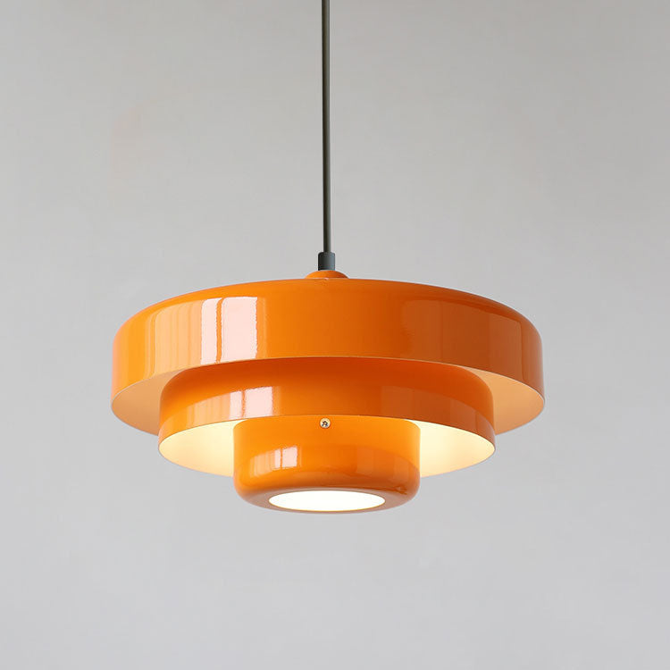 Hanging Ceiling Fixture 1-Socket Metal Shade Round Tiered Design Hardwired for Dining Room Kitchen Island Bar | Thomler
