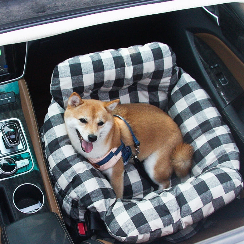 Dog Car Seat Booster Bed for Large Pets – Portable Travel Carrier with Shoulder Strap, Washable Cotton Cushion for SUV Truck Sedan – Safe | Thomler