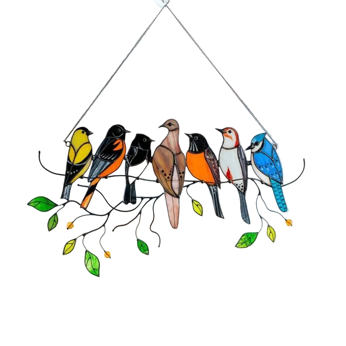 Metal Bird Window Catcher with Rainbow Glass Accents – Hanging Art Décor for Windows, Walls & Shelves | Thomler