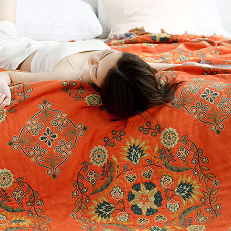 Reversible Cotton Quilt Lightweight Floral Bedspread for All Seasons Queen King Full Size Breathable Coverlet | Thomler