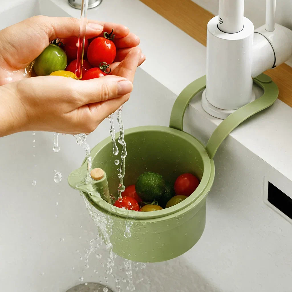 Hanging Kitchen Draining Basket Polypropylene 20.2 cm Sink Fruit Vegetable Strainer Compact Hands-Free Drainage | Thomler