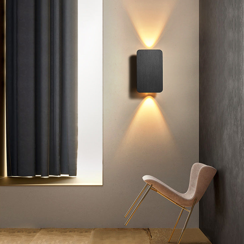 Rectangular Metal Wall Sconce with Warm LED Light for Bedroom & Living Room | Modern Hardwired Fixture in Gold, Black, White, Gray & Brown | Thomler