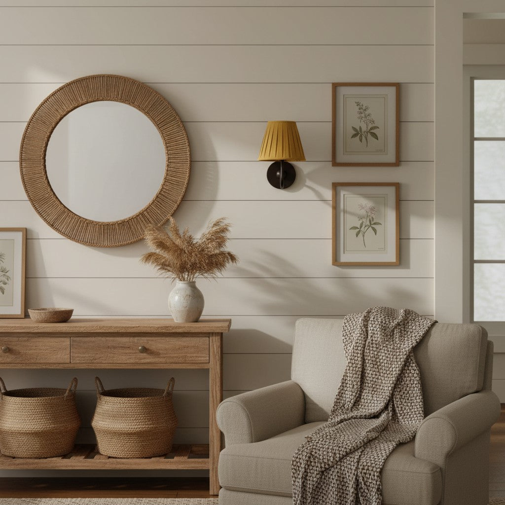 Brass Sconce with Fabric Drum Shade – 1 or 2 Light Hardwired Fixture for Bedroom, Hallway & Living Room | Thomler