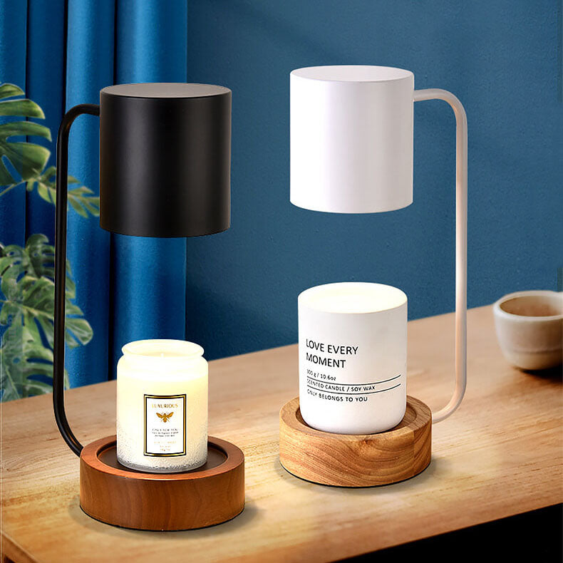 Flameless Scented Wax Warmer Lamp with Wood Base & Dimmable Ambient Light for Bedroom Living Room | Thomler