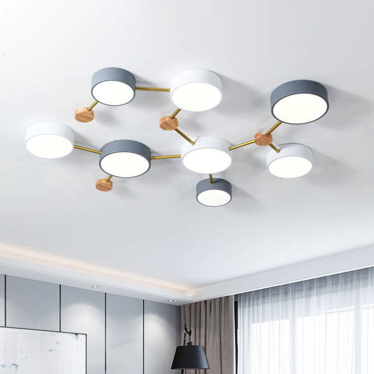 Flush Mount Ceiling Light Iron Solid Wood Acrylic 36W 23.6 in Gray Modern Hallway Living Room Bedroom Lighting | Thomler