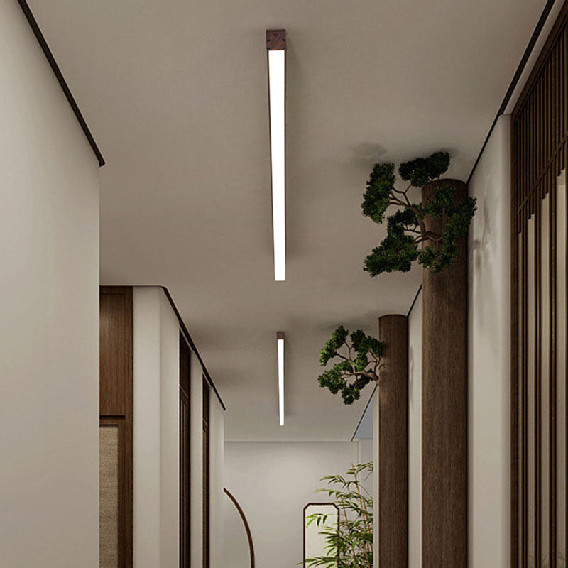 Ceiling Light Wood LED 120.0 cm Flush Mount Living Room Bedroom Linear Lamp Japandi Scandinavian Modern Lighting | Thomler
