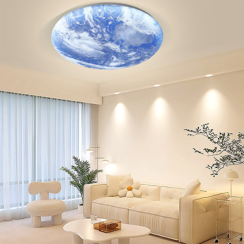 Ceiling Lamp Wood Acrylic 48.0 cm Moon Design Bedroom Living Room Flush Mount Ambient LED Light | Thomler