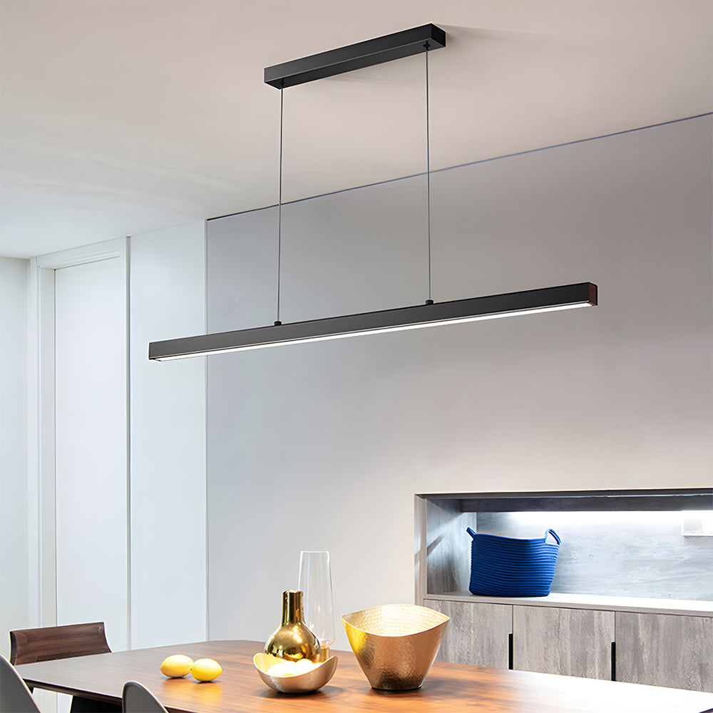 Pendant Light Metal LED 120.0 cm Black Kitchen Island Dining Table Linear Hanging Ceiling Lamp Adjustable Scandinavian Minimalist | Thomler