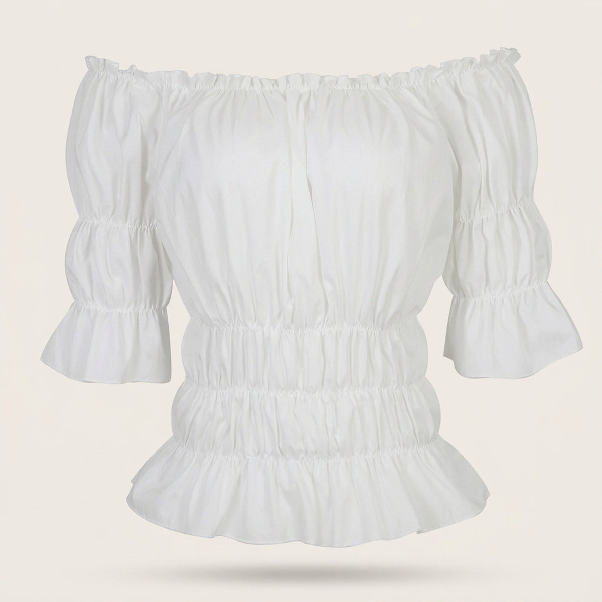 Three-Piece Renaissance Outfit with Boned Bodice, Ruffled Skirt & Puff-Sleeve Top for Women | Thomler