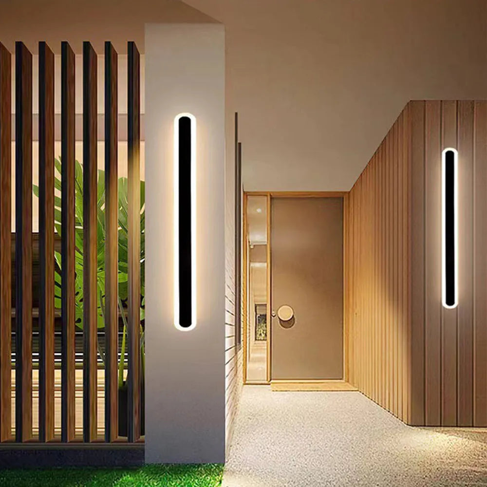 Waterproof LED Sconce Elongated Wall Mount Fixture for Exterior & Interior Spaces – Indoor Outdoor Lighting – Black Metal Acrylic Diffuser | Thomler