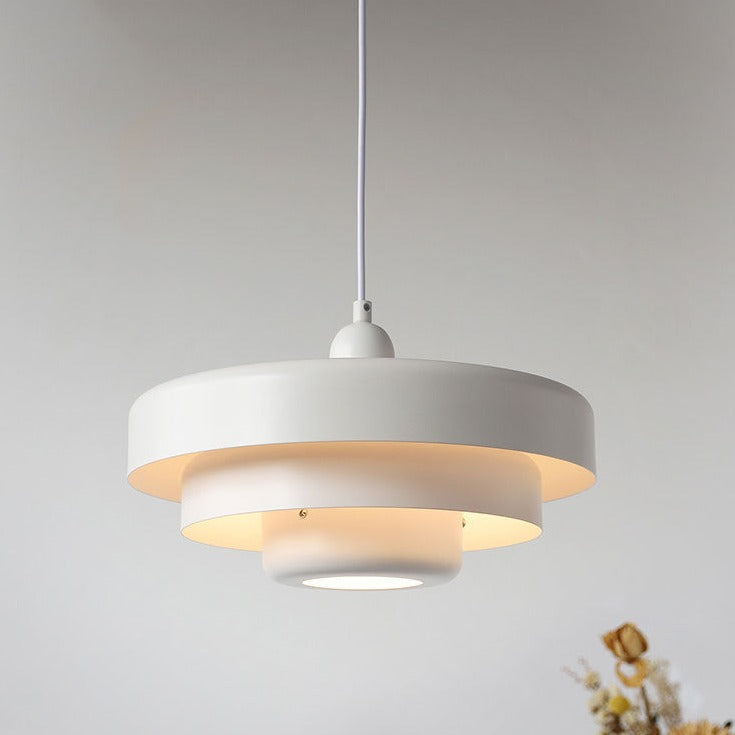 Hanging Ceiling Fixture 1-Socket Metal Shade Round Tiered Design Hardwired for Dining Room Kitchen Island Bar | Thomler