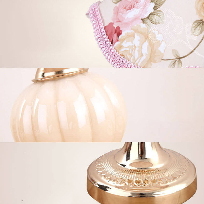 Table Lamp Glass Iron Fabric 16.5 in Modern Bedside Living Room Study LED E26 Light | Thomler