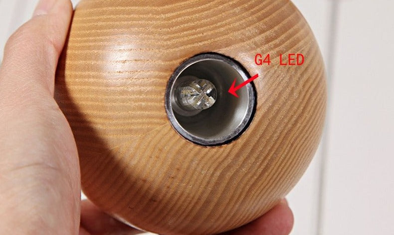 Natural Wood Sphere Pendant Light | Modern Globe Drop Ceiling Lamp for Kitchen Island, Dining Room, Living Room & Restaurant | Adjustable | Thomler