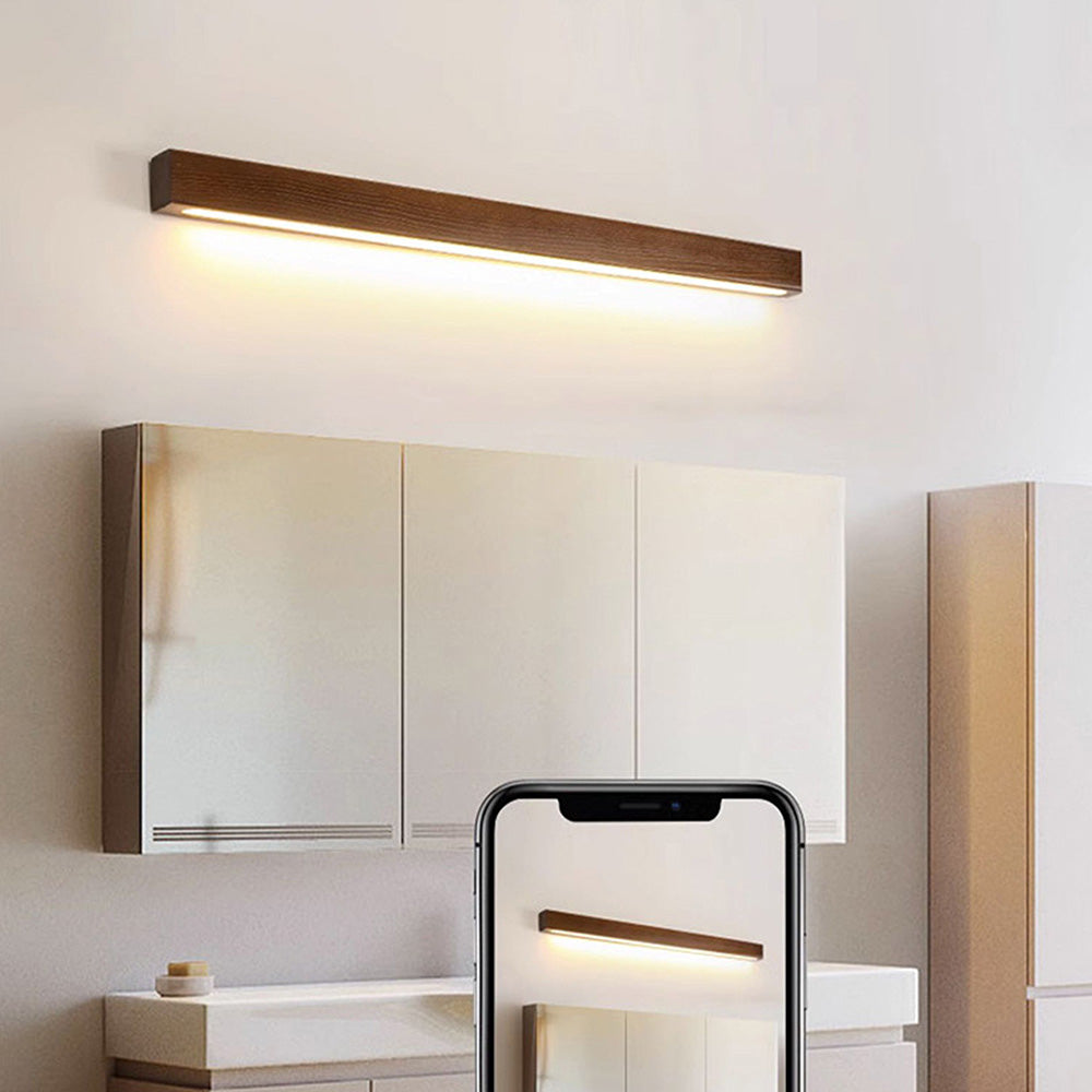 Wall Lamp Wood Linear Integrated LED Warm White Bedroom Bathroom Hallway Lighting Minimalist Scandinavian Sconce | Thomler