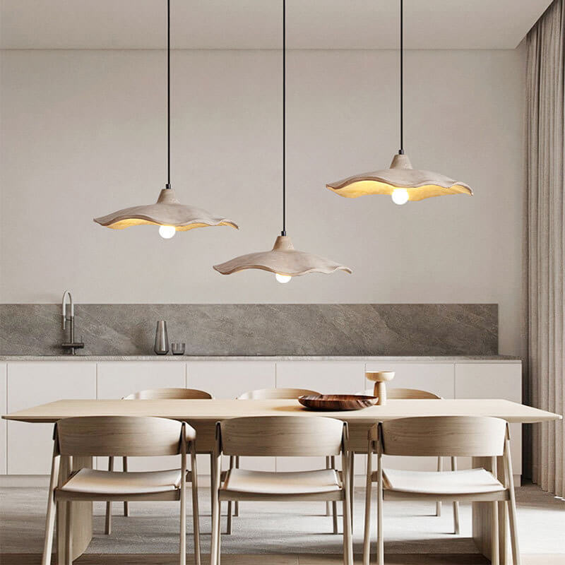 Chandelier Cement 9.8 in Pendant Industrial Lighting Pottery Yellow Living Room Bedroom Fixture | Thomler