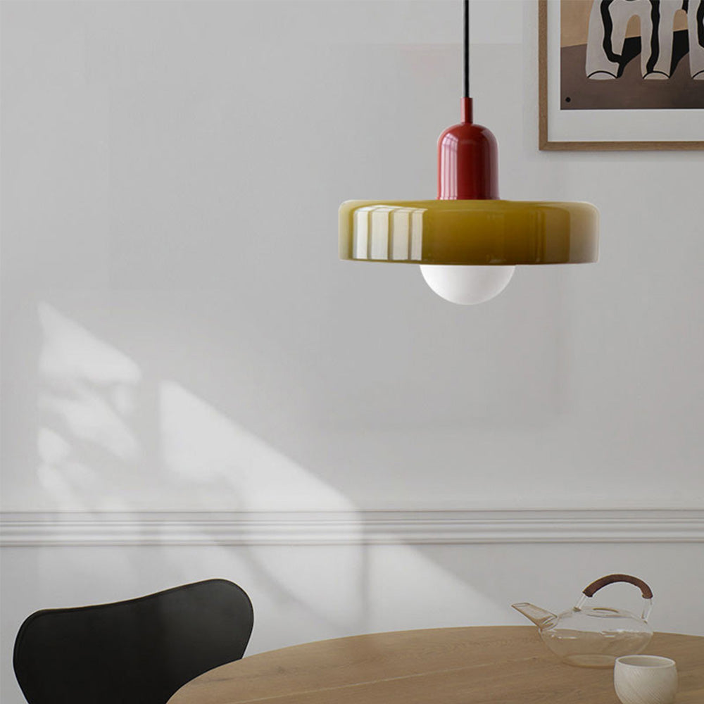 Glass Disc Pendant Light with Adjustable Cord – Modern Ceiling Fixture for Dining Room, Kitchen Island & Living Room | Thomler