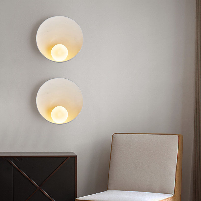Wall Lamp Resin Iron Glass 9.1 in White Modern Bedside Living Room Bedroom Study Lighting | Thomler