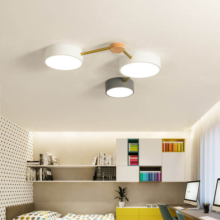 Flush Mount Ceiling Light Iron Solid Wood Acrylic 36W 23.6 in Gray Modern Hallway Living Room Bedroom Lighting | Thomler
