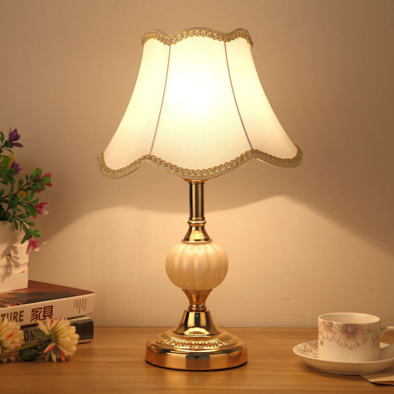Table Lamp Glass Iron Fabric 16.5 in Modern Bedside Living Room Study LED E26 Light | Thomler