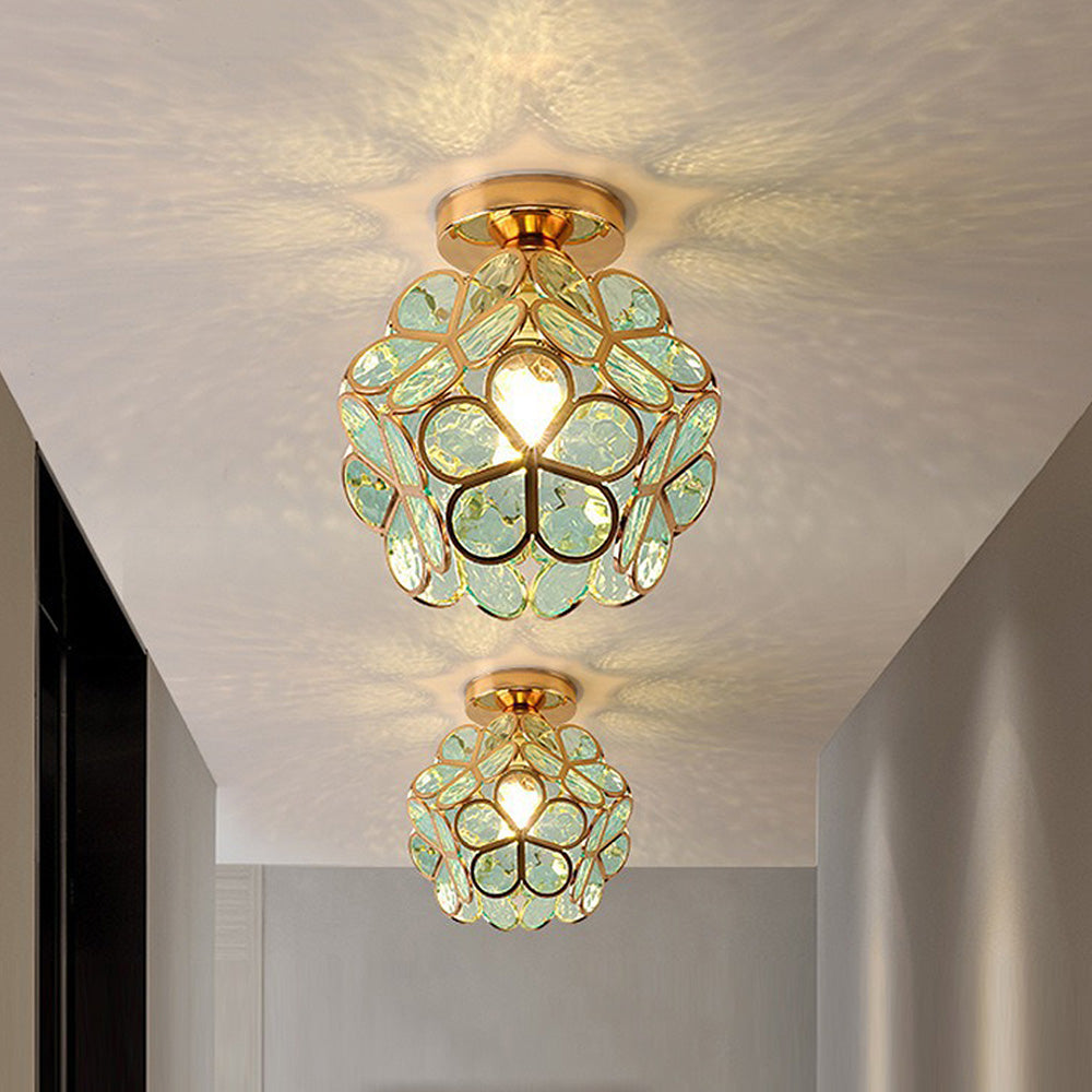 Ceiling Light Acrylic 20.0 cm Gold Flower Shape Compact Hallway Bedroom Lamp Decorative Lighting | Thomler