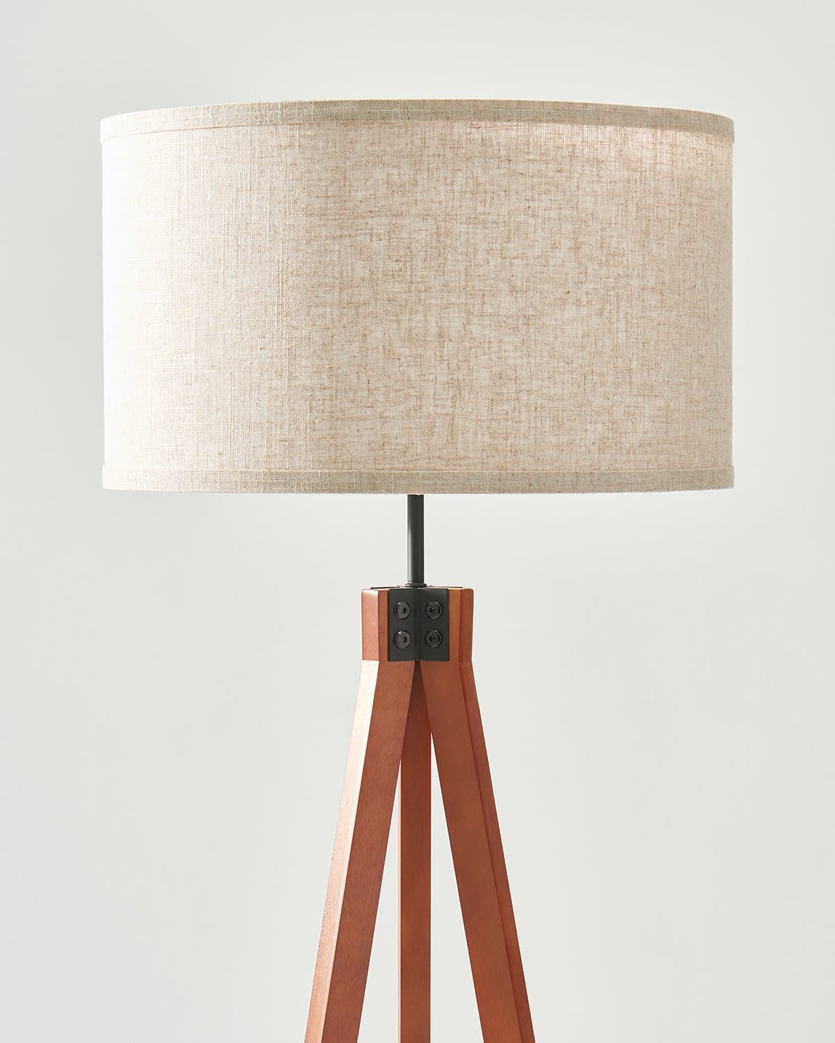 Vloerlamp Tripod Houten Driepoot 152cm Met Stoffen Kap LED | Sansoti