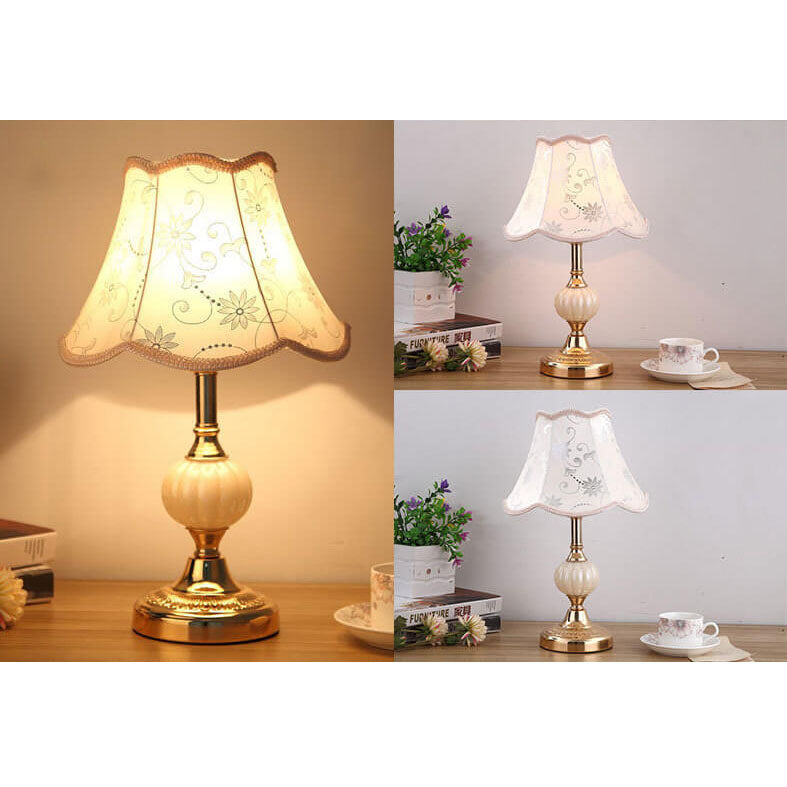 Table Lamp Glass Iron Fabric 16.5 in Modern Bedside Living Room Study LED E26 Light | Thomler