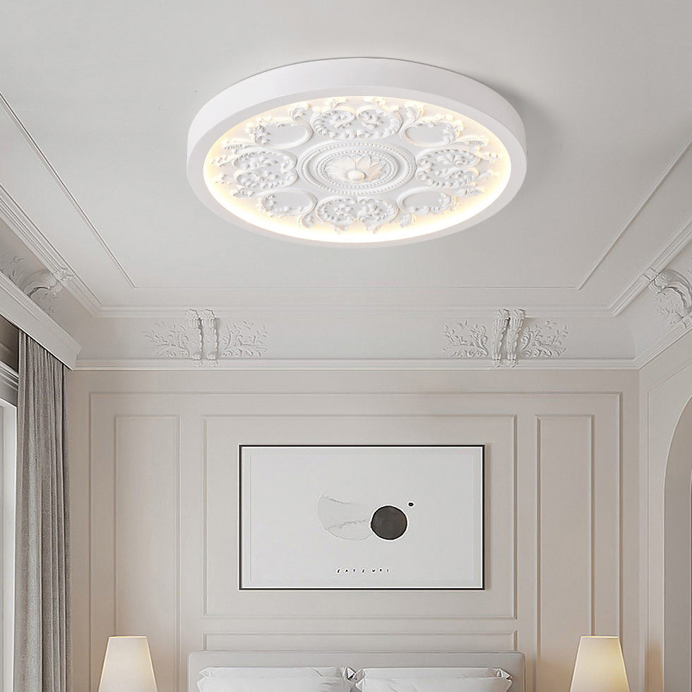 Flush Mount Ceiling Light Iron Acrylic 12.99 in White Living Room Bedroom Minimalist Built-in LED Dimmable Lighting | Thomler