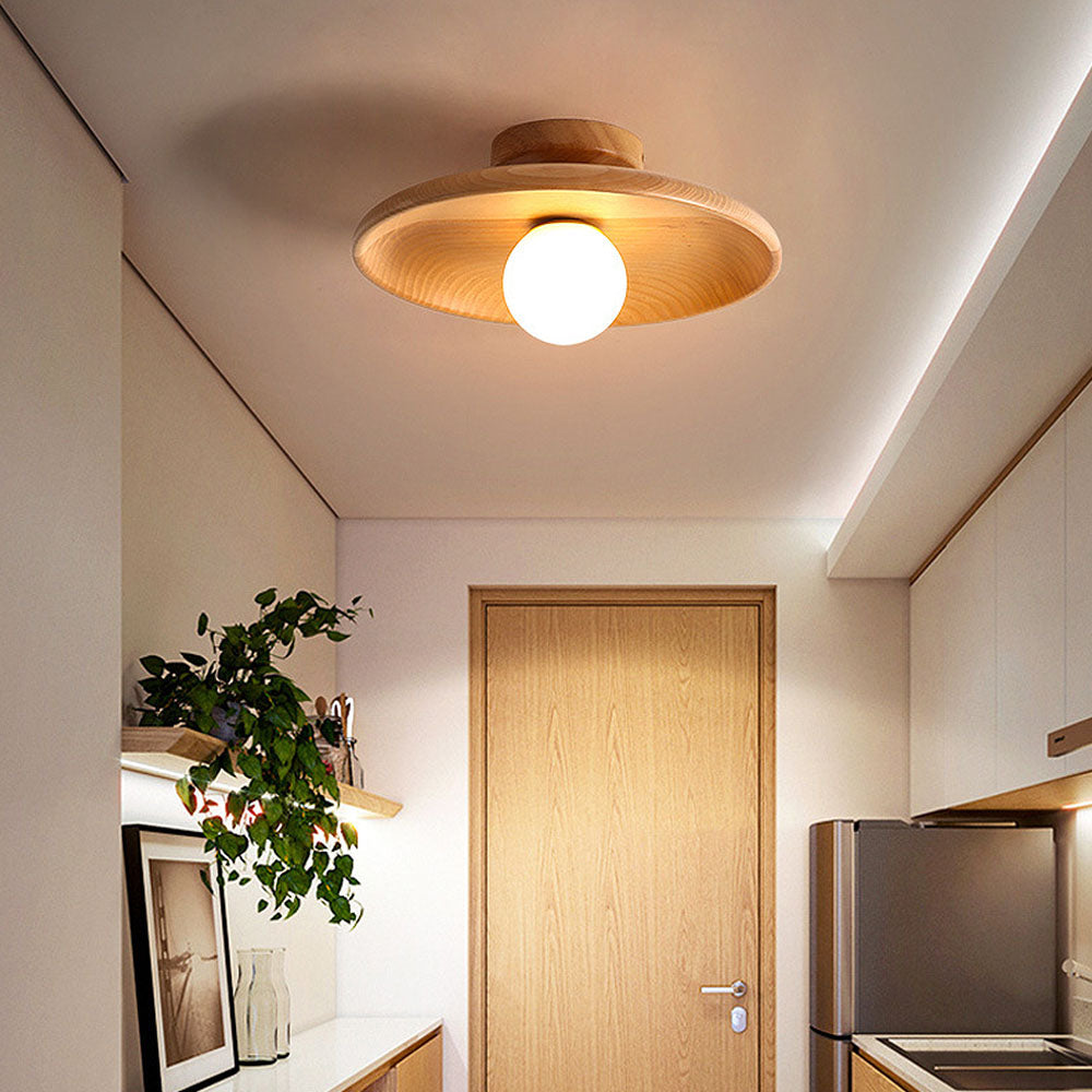 Ceiling Light Wood LED 15.0 cm Warm Light Living Room Bedroom Hallway Soft Ambient Lighting | Thomler