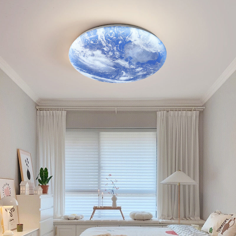 Ceiling Lamp Wood Acrylic 48.0 cm Moon Design Bedroom Living Room Flush Mount Ambient LED Light | Thomler