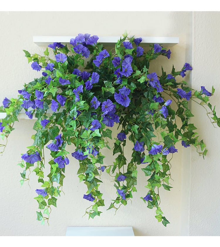 Faux Morning Glory Vine 35 in – 44 Blooms UV-Resistant Artificial Climbing Plant for Fence Porch Indoor Outdoor Décor | Thomler