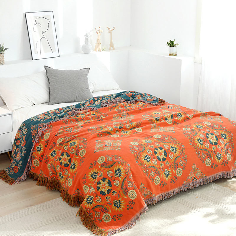 Reversible Cotton Quilt Lightweight Floral Bedspread for All Seasons Queen King Full Size Breathable Coverlet | Thomler