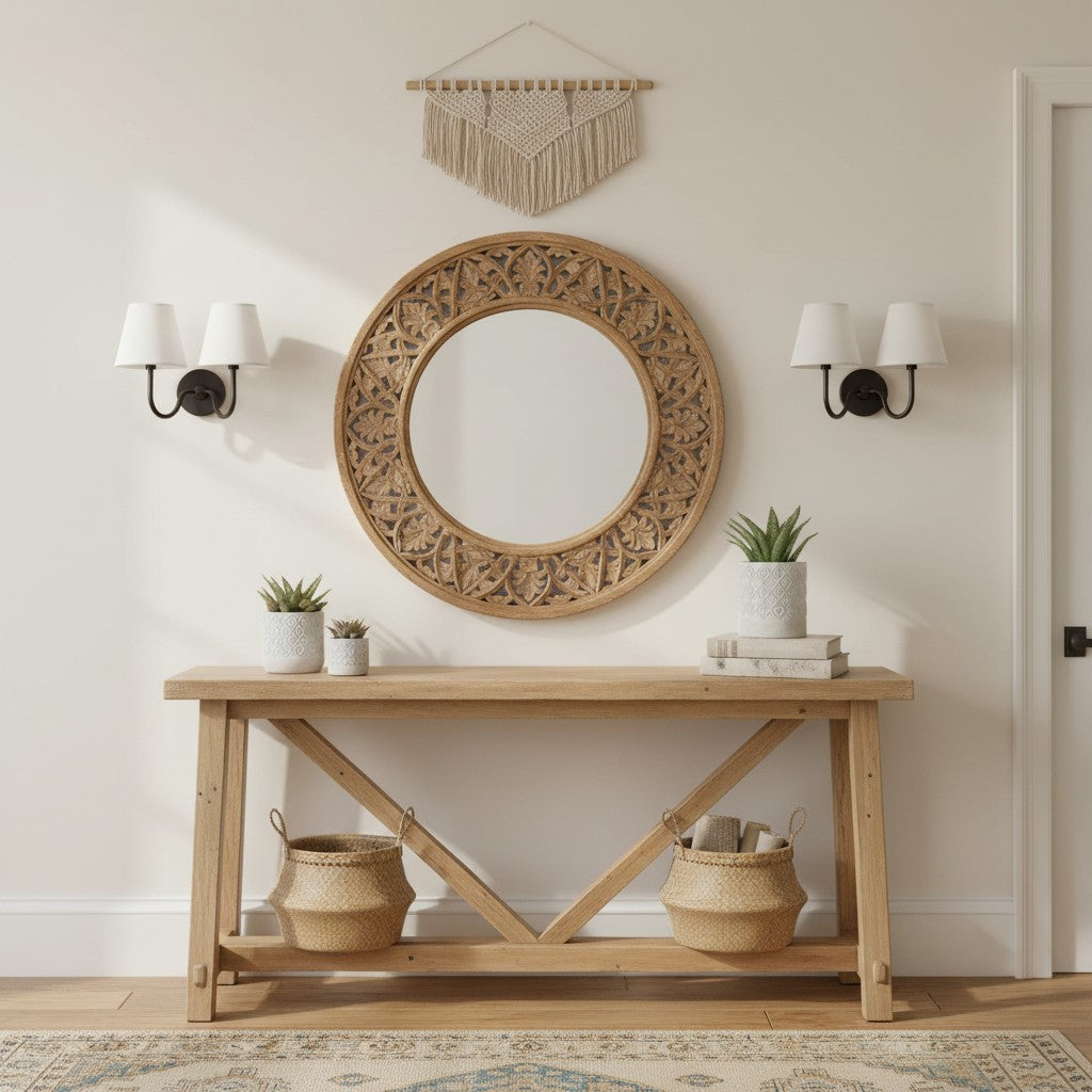 Brass Sconce with Fabric Drum Shade – 1 or 2 Light Hardwired Fixture for Bedroom, Hallway & Living Room | Thomler