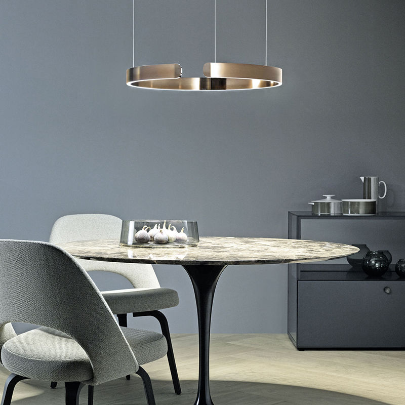 Pendant Light Aluminium Integrated LED 50.0 cm Adjustable Dining Room Living Room Hallway Ceiling Lamp Modern Minimalist Ring Design | Thomler