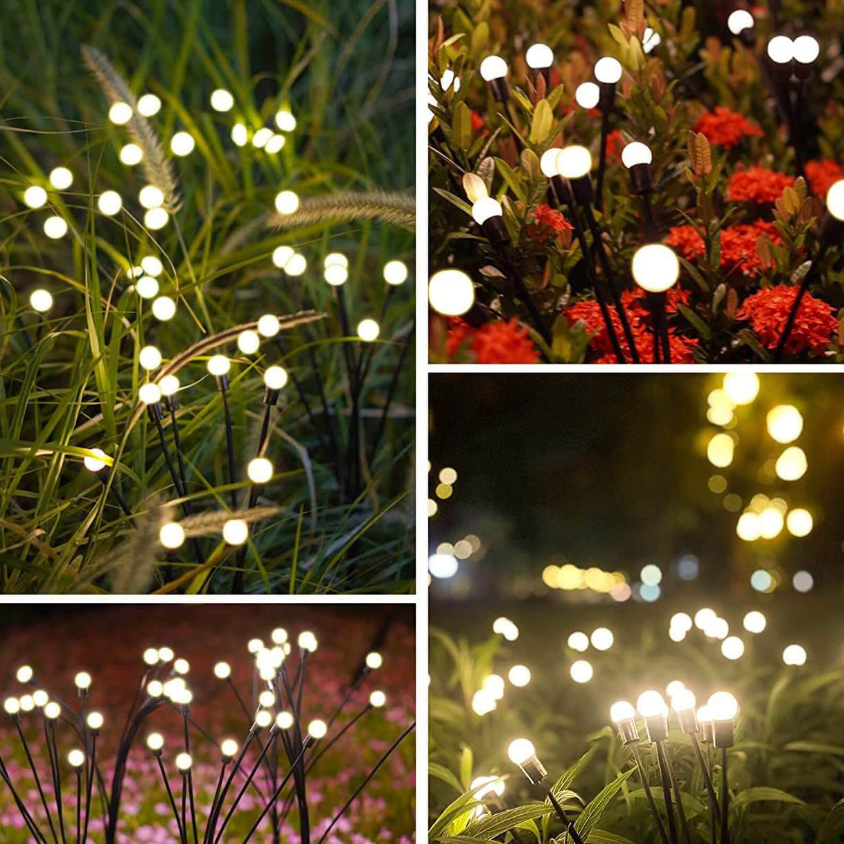 Solar Outdoor Pathway Stake Light White Modern LED Garden Lamp Auto On/Off 6 8 10 LEDs Wireless Walkway Patio Yard Deck Lighting | Thomler