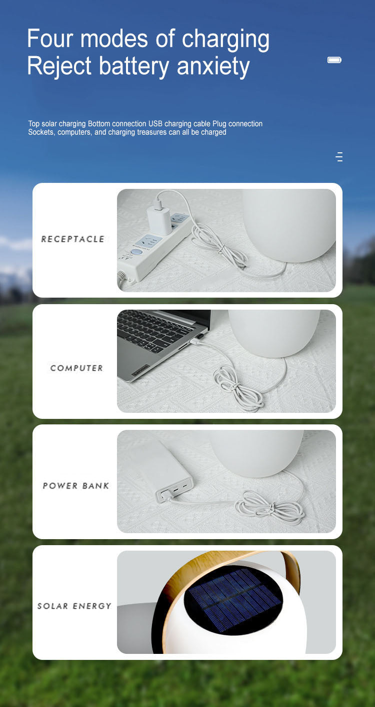Outdoor LED Solar Light PE ABS 5W 12.2 in White Waterproof Camping Patio Garden Lamp 16 Colors Remote Controlled | Thomler
