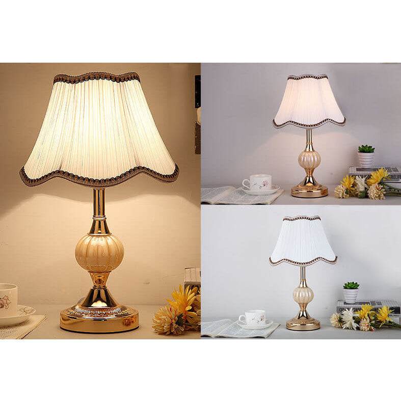 Table Lamp Glass Iron Fabric 16.5 in Modern Bedside Living Room Study LED E26 Light | Thomler